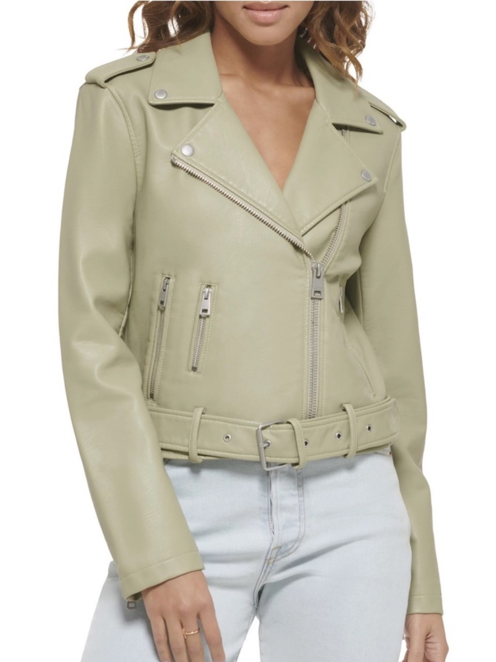 Levi's Sage Green Faux Leather Moto Jacket